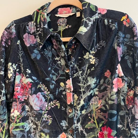 SOFT SURROUNDINGS Jardim Velvet Button Down Tunic Shirt - Petite Small - Picture 3 of 14